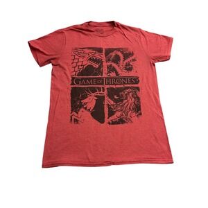 Vintage Game of Thrones TShirt Mens Small Red Excellent House Sigils Graphic Tee